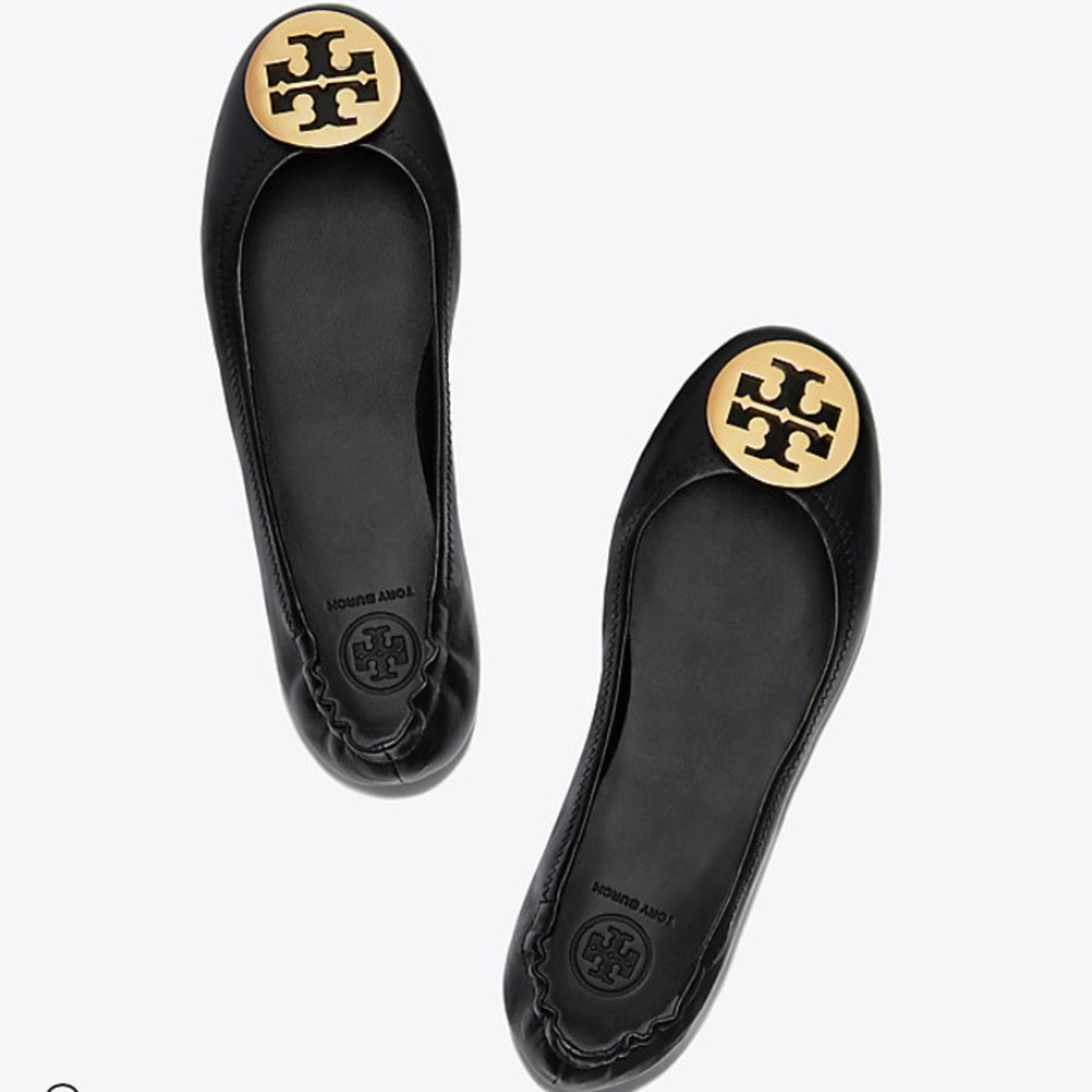 Tory Burch Reva Flat, Black Gold